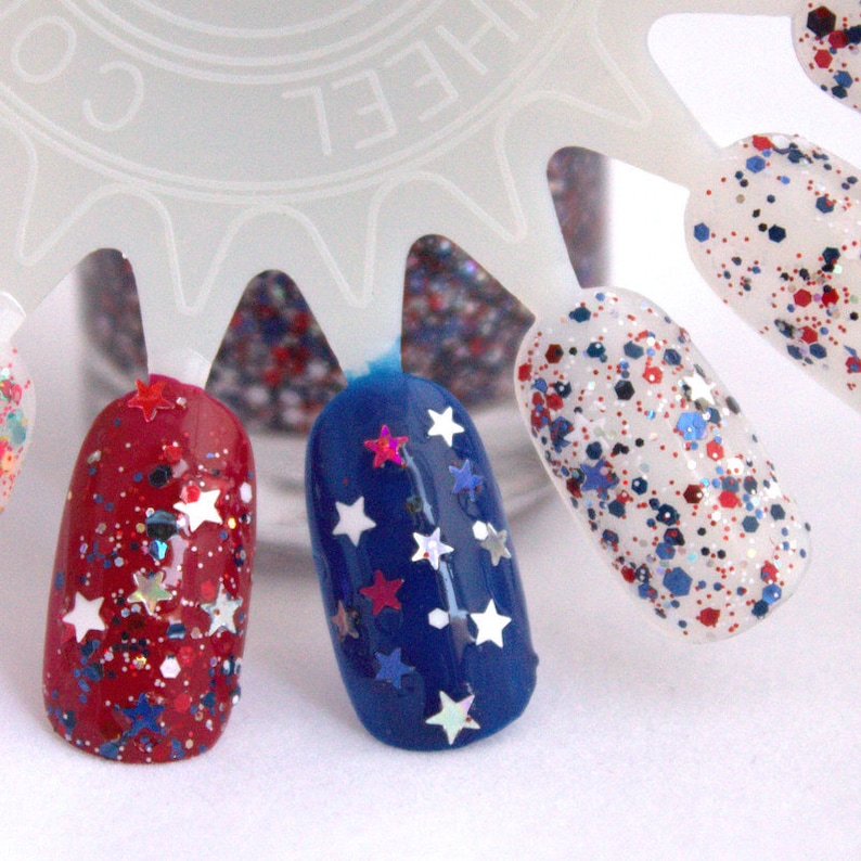 Patriotic Red White Blue Silver Glitter Nail Polish star Etsy