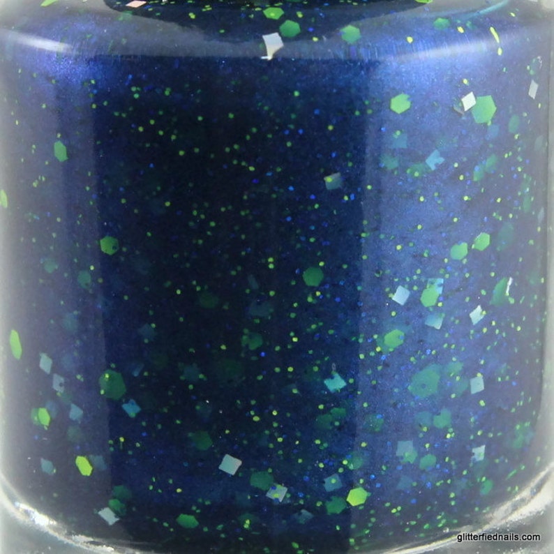 First and 10 neon green glitter deep blue seattle seahawks colors Team Spirit line glitter nail polish vegan nail polish cruelty free image 2