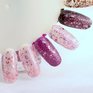 Pinkalicious - Pink Purple Glitter Nail Polish, Rose Lavender nails, handmade nail polish, indie nail polish, vegan polish,