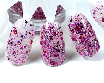 Fiesta Pink - Fuchsia Pink Silber Glitzer Nagellack, Magenta holographische Glitzer, 5 freie, handgemachte indie Nagellack veganer Nagellack