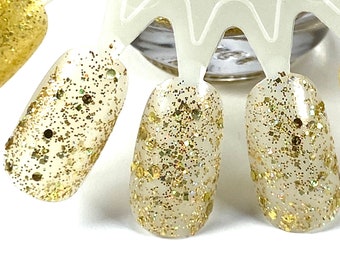 24 kt Gold - gold holographic glitter nail polish, gold glitter topper, 5 free handmade nail polish, indie nail polish vegan cruelty free