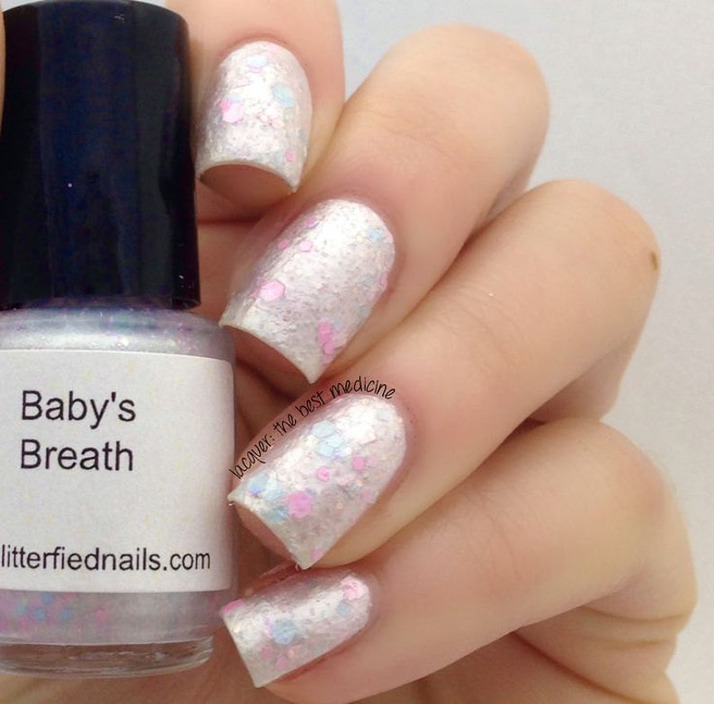 Baby's Breath Pearl White Blue Pink Glitter Nail Polish Etsy