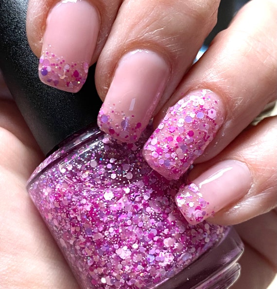 May Flowers Fuchsia Magenta Orchid Glitter Nail Polish Pink Glitter Nails 5 Free Spring Nail Polish Vegan Nail Polish Floral Nail Etsy UK