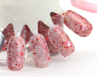 Be Mine - Valentine nail polish Red Pink Heart Glitter Nail Polish 5 free nail polish indie handmade nail polish vegan