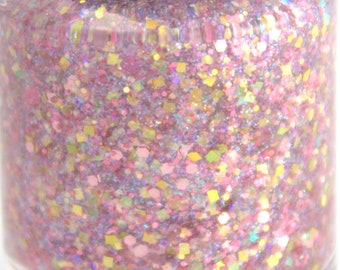 Pink Opal - Iridescent Pink Glitter Nail Polish Pink Gold Rose Holographic 5 free nail polish handmade indie nail polish vegan cruelty free