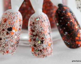 Tiger Night Lights - orange and black glitter nail polish, bengals nails, black glitter nails, halloween polish, fall autumn nails