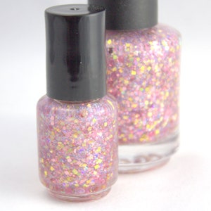 Pink Opal Iridescent Pink Glitter Nail Polish Pink Gold Rose Holographic 5 free nail polish handmade indie nail polish vegan cruelty free image 6