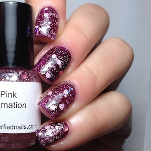 Pink Carnation- Cotton Candy Pink, Rose, Iridescent, Glitter Nail Polish, Holographic Glitter, nail polish, indie nail polish