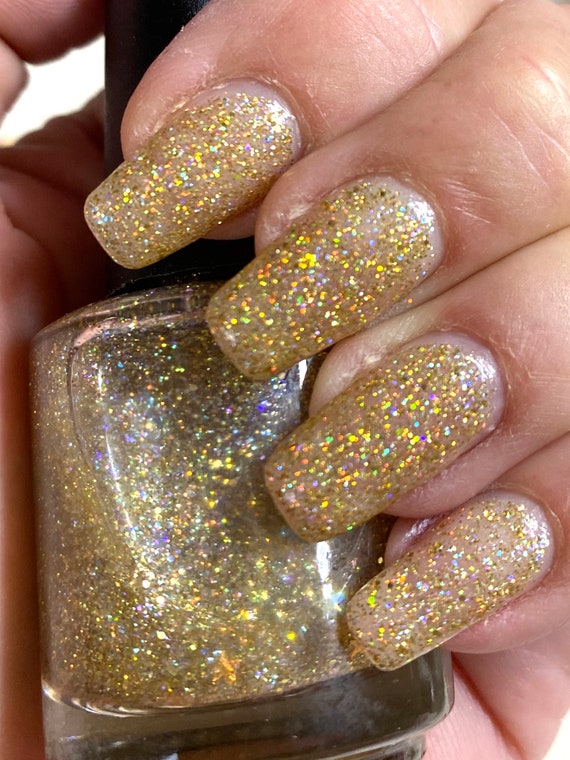Halo - Gold Holographic Glitter Nail Polish, Gold Glitter Topper, 5 Free  Handmade Nail Polish, Indie Nail Polish Vegan Cruelty Free - Etsy