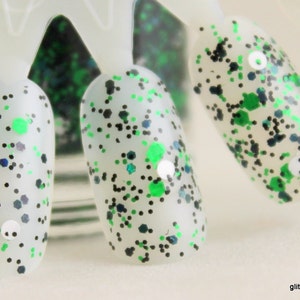 Field Goal - Green Black White Glitter Nail Polish Team Spirit 5 free nail polish handmade indie nail polish vegan cruelty free nail polish