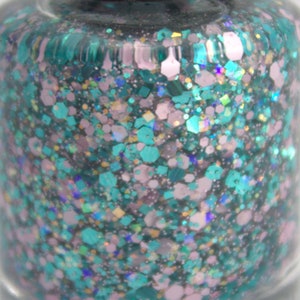 Teal Me Your Fantasy - Teal Pink Iridescent Glitter Nail Polish 5 free nail polish handmade nail polish indie vegan cruelty free nailpolish