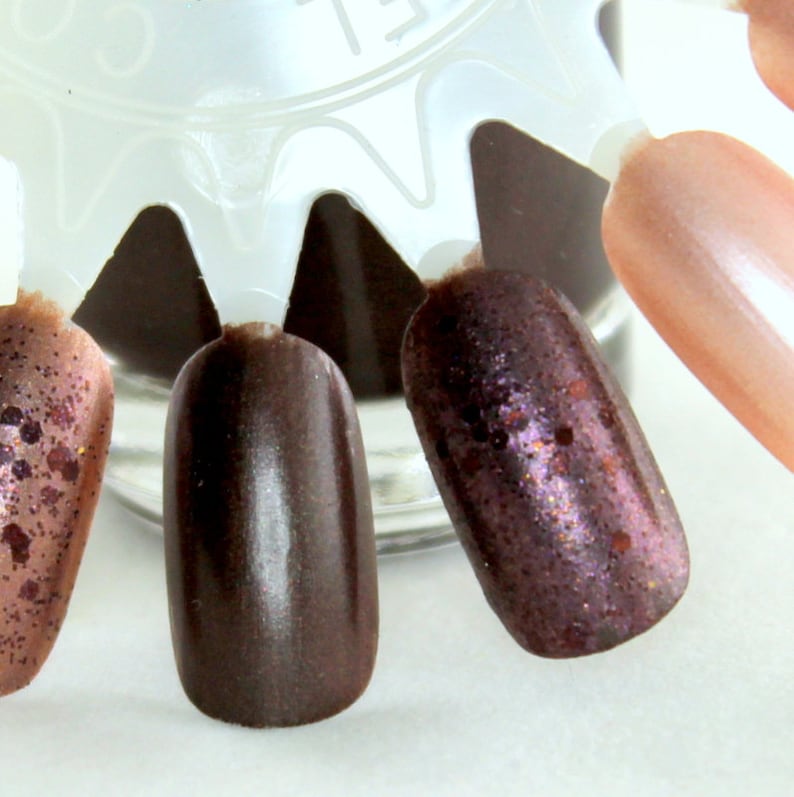 Brown Nail Polish Set Brown Bronze Copper Fall Autumn Nails Etsy