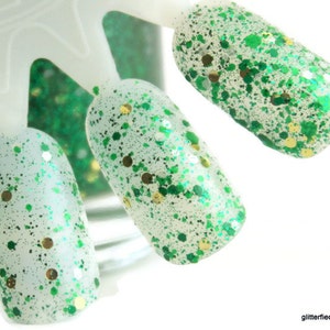 Lucky You - St. Patrick&#39;s Day nail polish Green Gold Glitter Nail Polish 5 free handmade indie nail polish vegan cruelty free nail polish