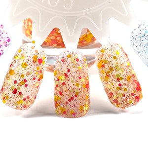 Sunshine - Coral, Peach, Lemon, Orange Glitter Nail Polish, sunny nails, 5 free nail polish, Spring nails, vegan, citrus nails