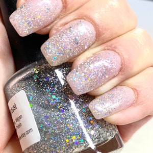 Stardust - Silver Holographic Glitter Nail Polish 5 free nail polish handmade indie nail polish vegan cruelty free nail polish