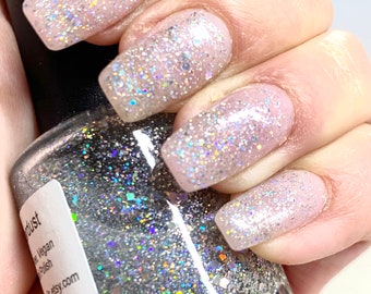 Stardust - Silver Holographic Glitter Nail Polish 5 free nail polish handmade indie nail polish vegan cruelty free nail polish