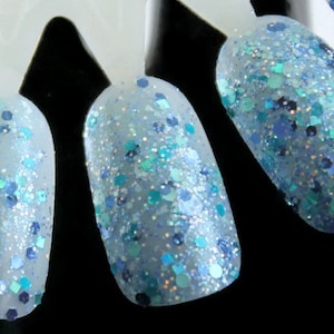 Tropical Dream - Teal Blue Aqua Holographic Silver Glitter Nail Polish 5 free handmade nail polish indie nail polish vegan cruelty free