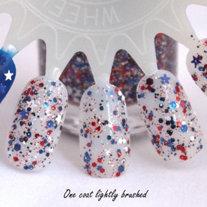 Patriotic Red White Blue Silver, Glitter Nail Polish, star glitter topper, flag nail polish, July 4th, America, USA image 1