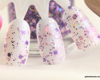Sugarplum- Iridescent Glitter Nail Polish Holographic Purple Pink glitter nail 5 free nail polish handmade nail polish indie nail polish