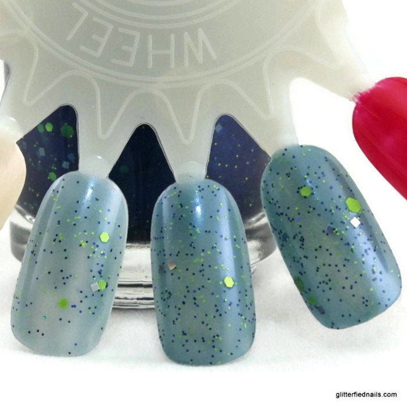 First and 10 neon green glitter deep blue seattle seahawks colors Team Spirit line glitter nail polish vegan nail polish cruelty free image 1