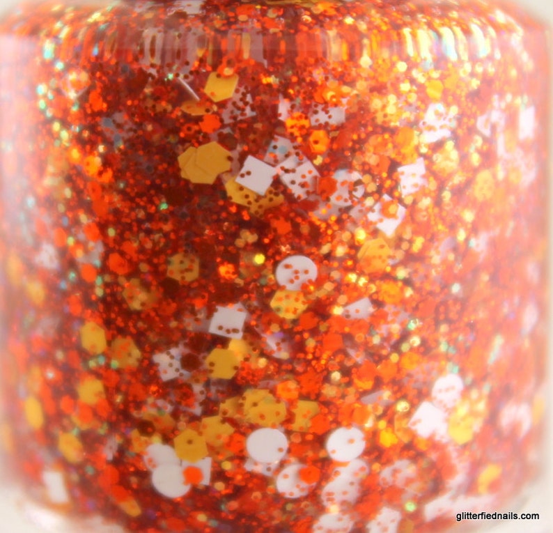 Candy Corn  Orange Yellow White Halloween Glitter Nail Polish image 6