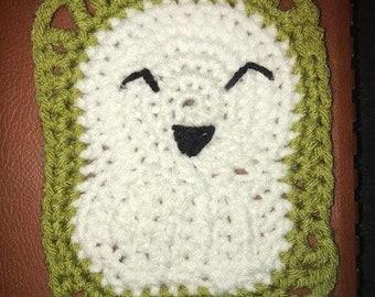 Crochet Ghost Granny-Square Coaster **PATTERN**