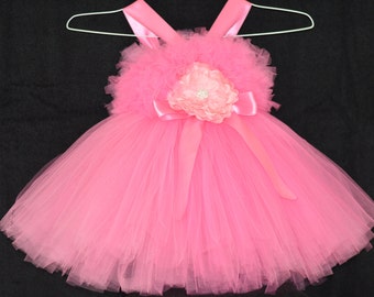 Pretty in Pink Tulle Pettiskirt with Puffy top. Great for Weddings, Photo Shoots, Birthday, Baby Showers or Newborn Gift.