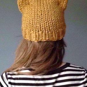 Kitty Hat Mustard Gold Wool Blend Kitty Hat Pussy Hat Hand Knit Cat Hat image 5