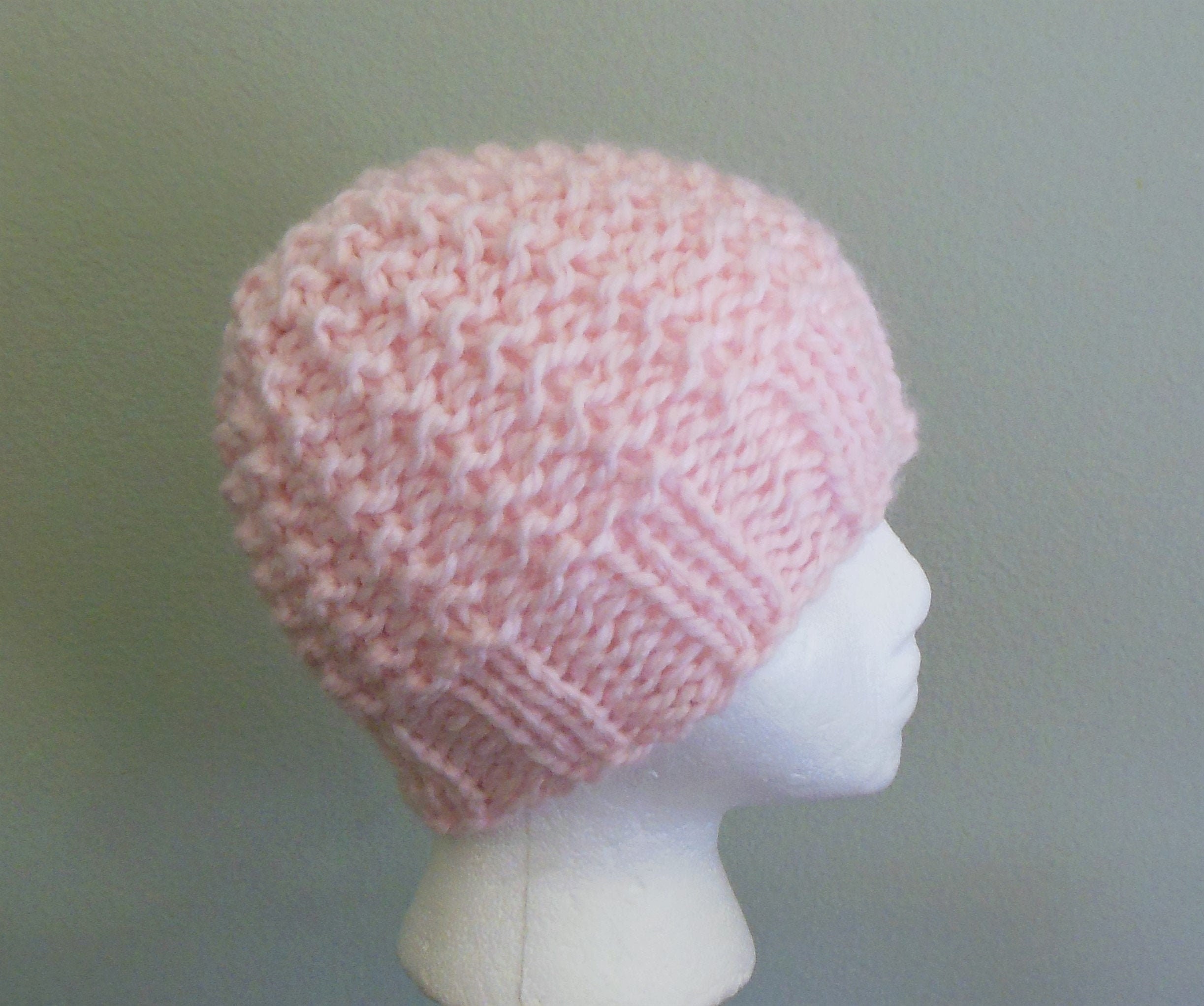 Hat Hand Knit Swirl Cap Pink Bulky Baby Alpaca & Merino Wool Ladies' Beanie Chemo Cap