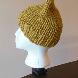 Kitty Hat Mustard Gold Wool Blend Kitty Hat Pussy Hat Hand Knit Cat Hat image 7