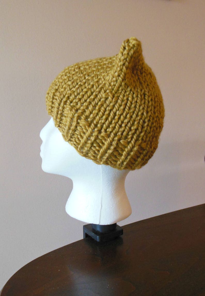 Kitty Hat Mustard Gold Wool Blend Kitty Hat Pussy Hat Hand Knit Cat Hat image 7