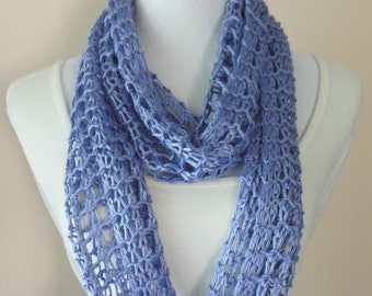 Lavender Lilac Light Purple Infinity Scarf Hand Knit Lacy Open Weave Light Weight Light Purple Lilac Fashion Scarf