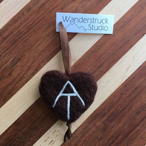 Two Handcrafted Felted Ornaments of Green Mountain State and Long Trail for Gifts or Christmas Tree Vermont Ornament Set