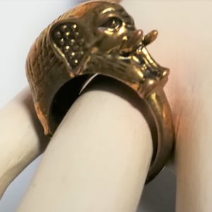 large size 20mm gold tone metal elephant shaped costume jewellry ring