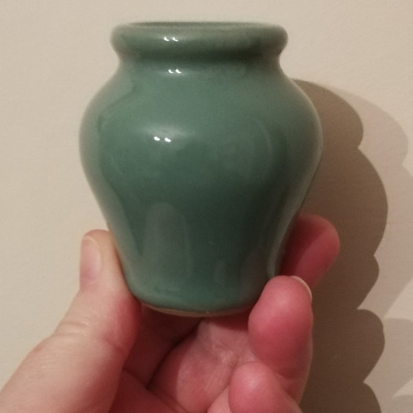 Small stoneware Fortnum and Mason mustard pot blue green