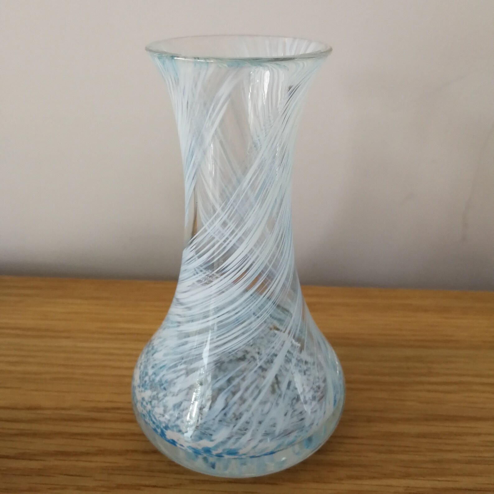 Vintage Caithness Crystal glass Vase blue and white pattern Etsy