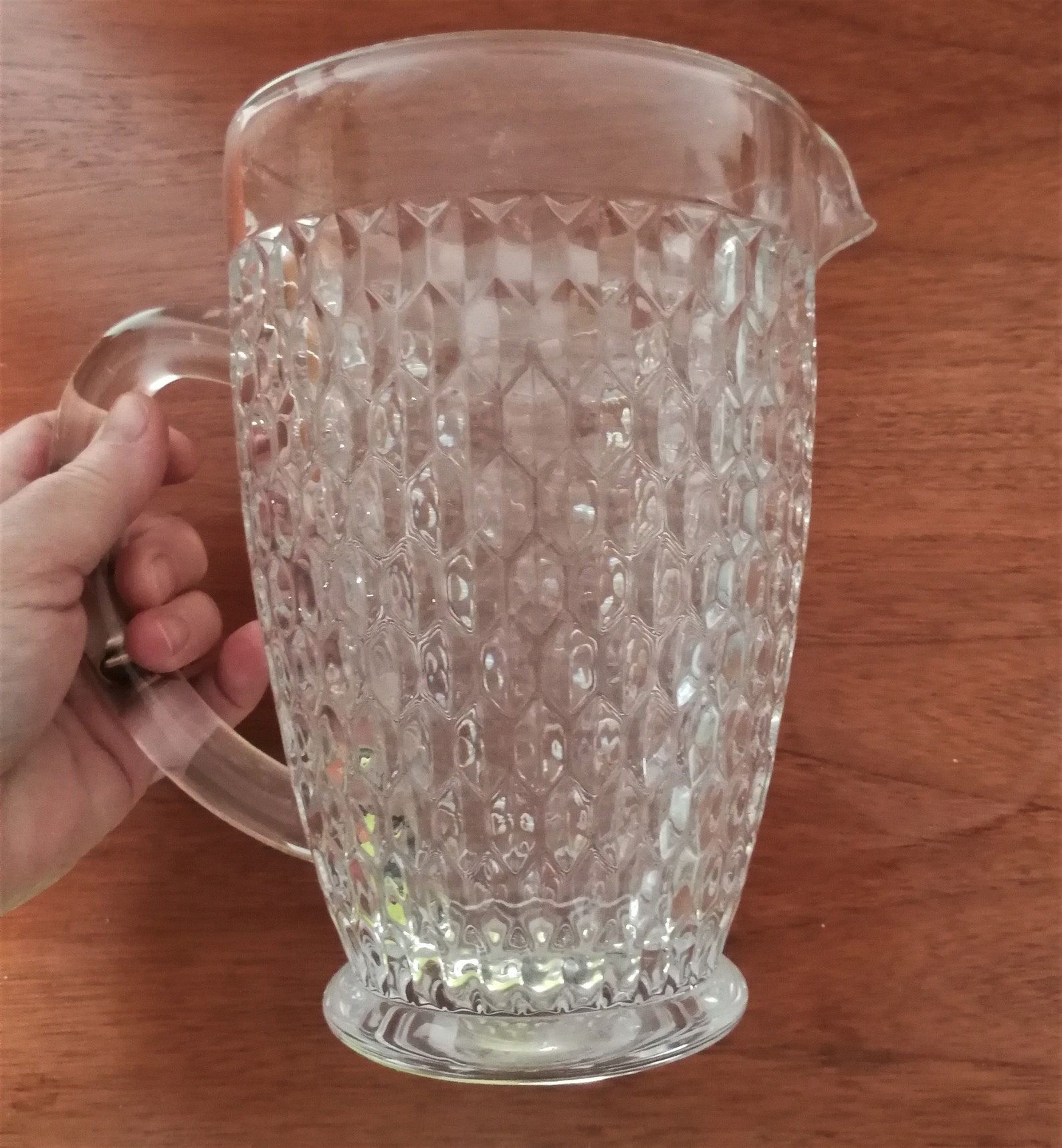 Vintage Lead Crystal Glass Water Jug Pitcher Etsy