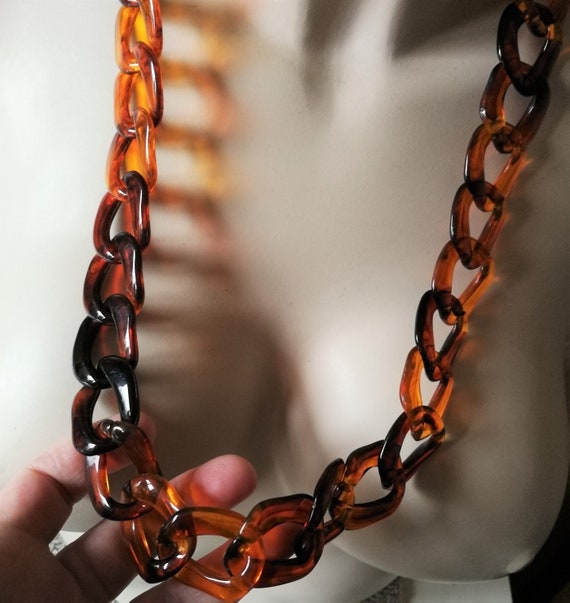 Necklace Long Funky Amber and Black 