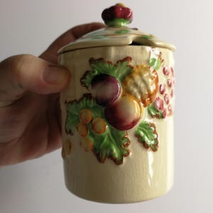 Vaso per conserve in stile maiolica vintage anni &#39;40-&#39;50, vaso per servire la marmellata di A J Wilkinson, Royal Staffordshire Pottery, Inghilterra, design 936