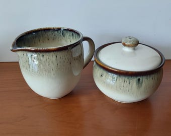 Service à lait et à sucre en céramique à glaçure réactive gothique – Pot à crème bicolore