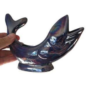 VINTAGE retrò kitsch ceramica metà secolo statuetta di pesce lucido