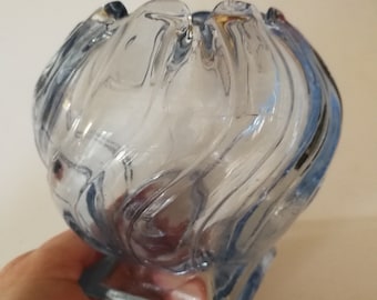 Bagley posy vase Equinox blue art deco vintage glass vase No damage