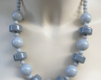 Necklace - Chunky shades of grey plastic beads necklace