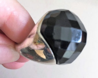 gorgeous faceted black plastic chunky funky ring