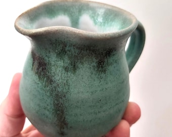 handmade bronze green ceramic small pitcher or creamer