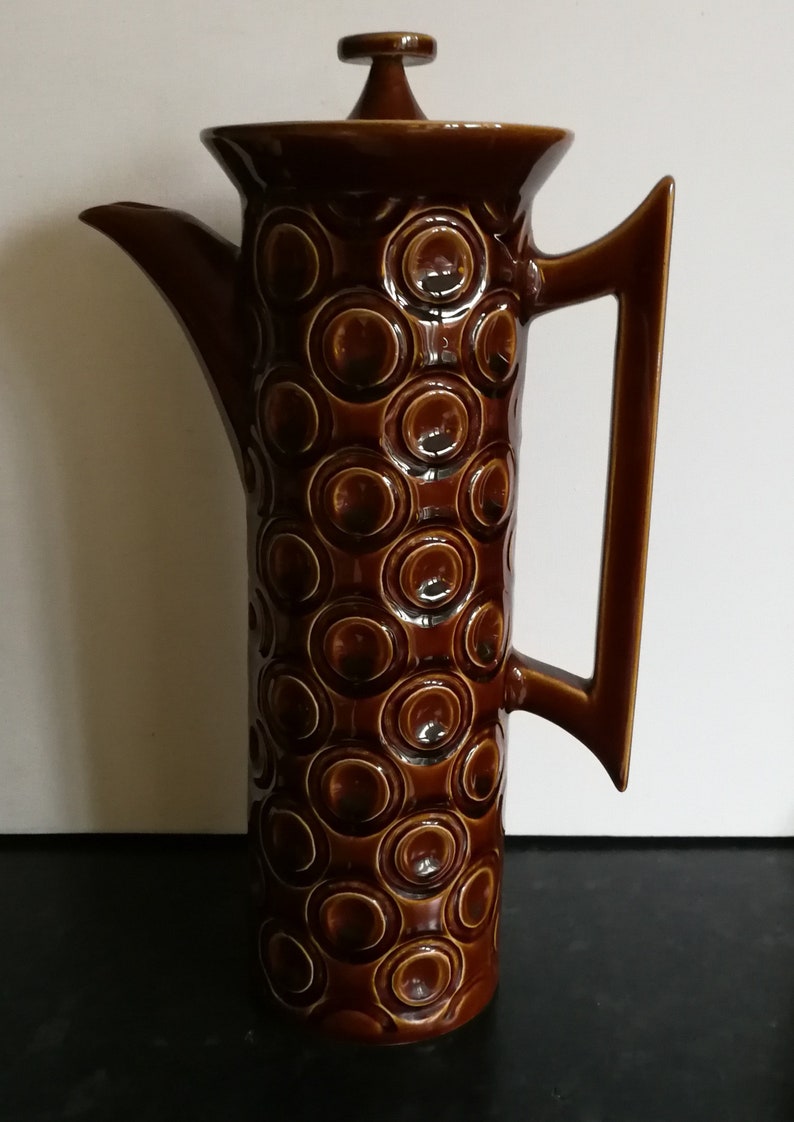 Portmeirion retro 1964 Portmeirion treacle colour Jupiter pattern pottery coffee pot