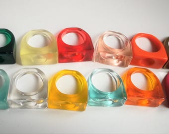 Chunky Plastic Ring - choose your colour