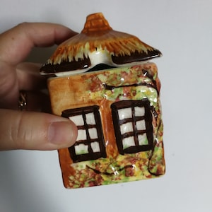 Pot de poterie de Kensington, pot de marmelade peint à la main en porcelaine de Chine vintage avec couvercle