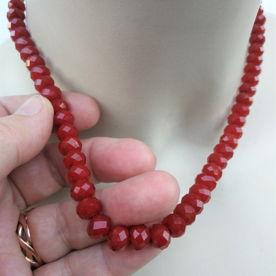 Necklace Pretty Red Glass Bead Necklace Great Costume Jewellery Etsy