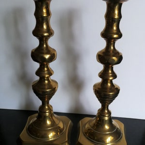 Pair of antique vintage brass candlesticks Great for Christmas